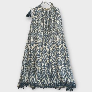 Love Sam Anthropologie Women’s Dress XS Midi Maxi Ikat Beaded Tassels Bohemian